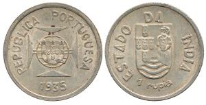 Silver Rupia, 1935. About Extremely Fine, Scarce.