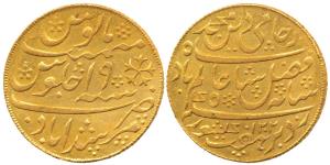 Murshidabad Mint, Gold Mohur, 12.3g, in the name of Shah Alam II, AH 1202/19, 1793-1818 AD