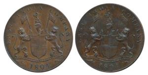 Copper Double Pice, 10.84g, 1804, Mule, obverse and reverse are the same (both are the obv