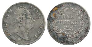 William IV, Silver Rupee, 1835, Calcutta Mint, obv A / rev II, 19 Berries, 'F' incuse. Abo