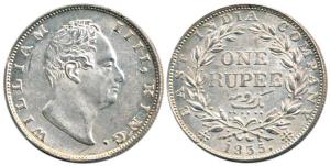 William IV, Silver Rupee, 1835, Calcutta Mint, obv. Dug out 'F', rev. III, 19 Berries, sli