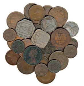 Assorted Lot of Cupro-Nickel and Copper (34), East India Company, Victoria Queen, Edward V