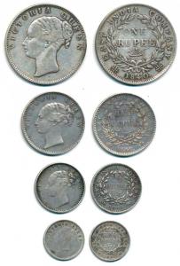 Victoria Queen, Silver (4), Rupee, ½ Rupee, ¼ Rupee and 2 Annas, 1840/41, continuous legen