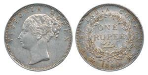 Victoria Queen, Silver Rupee, 1840, Calcutta Mint, continuous legend, English head (Short 