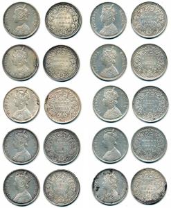 Victoria Queen, Silver Rupee (10), 1862, Bombay Mint, B / II / 2 / 0, A / II / 0 / 4 (2), 