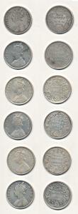 Victoria Queen / Empress, Silver Rupee (5), 1862, Madras Mint, B / II / 0 / 0 (2); Calcutt