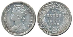 Victoria Empress, Silver ¼ Rupee, 1898, Calcutta Mint, C/II/ 'C' incused. About Very Fine,