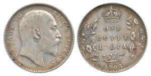 Edward VII, Silver Rupee, 1903, Bombay Mint, Error, 'N' in India Missing, 'B' incused but 