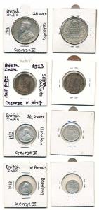 George V, Silver set of 4, Rupee, 1/2, ¼ and 1/8, 1913. Fine to Very Fine+. (4)
