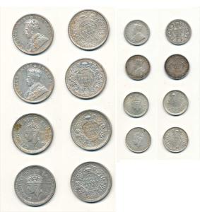 George V and VI, Silver and Half Silver Rupee (4) and ¼ Rupee (4), 1918 Bombay Mint, 1919 