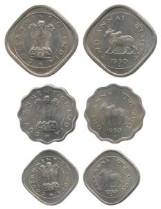 Cupro-Nickel (3), 2 Annas, Anna and ½ Anna, 1950, Bombay Mint. About Uncirculated, Scarce 