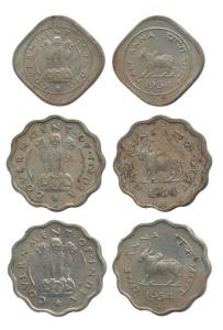 Cupro-Nickel (3), 1 Anna (2) and ½ Anna, 1954, Bombay Mint. Very Fine+, Scarce. (3)