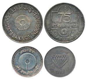 Silver Bar (2), 28.26g and 7.62g, State Bank of Indore, Diamond Jubilee 1980, Platinum Jub