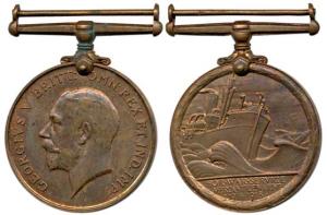Mercantile Marine War Medal, Bronze, issued to J. Viegas. Extremely Fine, Scarce. Issued i