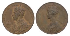 1911 Coronation Copper Medal, crowned bust of George V on obv., Queen Mary on rev., June 2