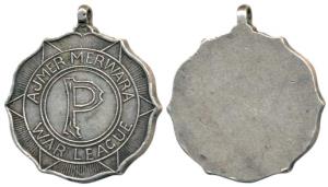 Ajmer Merwara War league, Silver Medal, with initial P centre. Very Fine+, Rare.