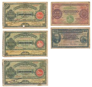 Portuguese, 21/2 Centavos, 10 Centavos and 1000 Reis (3), red seal on obv., Banco Nacional