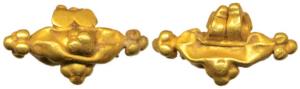 Gold Neck ornament, 2.04g, a Gold tawij or neck ornament with decoration and two loops for