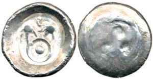 Punch Marked, Kuntala Janapada, (c. 600-400 BC), Silver Double Karshapana, archaic pulley 