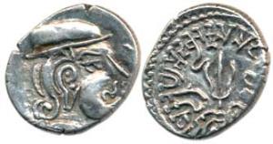 Vallabhi kings of Gujarat, Sharvabhattaraka (c. AD 470), Silver Drachma, obv. bust of the 