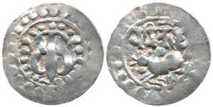 Harikela, Chandra rulers (c. AD 630-750), Silver Unit, obv. humped bull seated left with l
