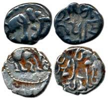 Gujarat, Jayasimha Siddharaja (AD 1094-1144) and Rana Hasti, Silver Masha (2), elephant to