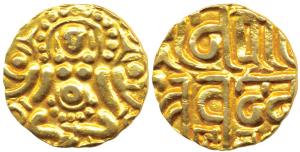 Chandellas of Jejakabhukti, Kirttivarmadeva (AD 1098), Gold Dinara, obv. seated goddess La