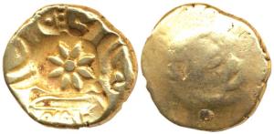 Yadavas of Devagiri, Singhana (AD 1200-1247), Gold Padma Tanka, central punch of lotus flo