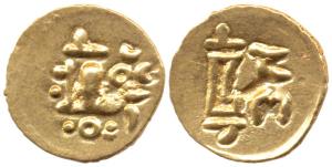 Imperial Gangas of Orissa (c. 13th century), Gold Double Fanam, Uncertain ruler reading Sr