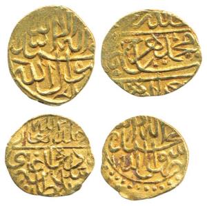 Shah Rukh and Humayun, Gold Mithqal (2), Badakhashan area, Kalima type with the name and t
