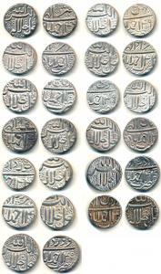 Akbar, Silver Rupees (13), Ahmedabad Mint, complete set of 12 different months, with an ad