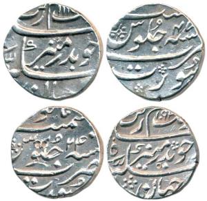 Aurangzeb, Silver ½ Rupee (2), Surat Mint, AH 1115/47 and 1092/24, one with complete mint 