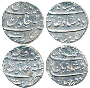 Muhammad Shah, (AH 1131-1161, 1719-1748AD), Silver Rupee (2) Surat Mint, Lutf-alah Badshah