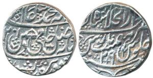 Shah Alam II, Silver Rupee, Shahjahanabad Mint, AH 1201/29 (KM 709.2). About Extremely Fin