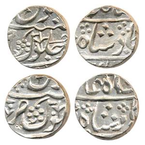Jaafarabad urf Chandore Mint, Silver Rupee (2), typical floral spray on rev. (M&W T1c). Ex
