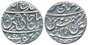 Shah Alam II, Silver Rupee, Shahjahanabad Mint, AH 1198/25, large Qaaf under the mint-name