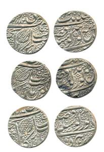 Ranjit Singh, Silver Rupee (3), Amritsar Mint, Nanakshahi couplet, VS 1884/91, 1885/94, 18