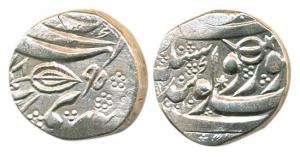 Ranjit Singh, Silver Rupee, Kashmir Mint, Gobindshahi couplet, VS 1895, Governor Col. Miha