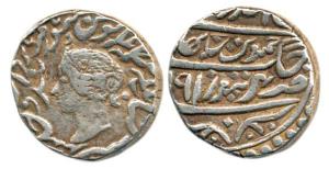 Jaswant Singh, Silver Rupee, Bharatpur Mint, with the name and portrait of Queen Victoria;