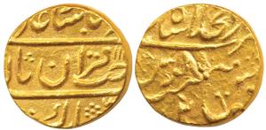 Lashkar Mint, Gold Mohur, Dar al-Khilafa Shahjahanabad Mint, in the name of Muhammad Shah,