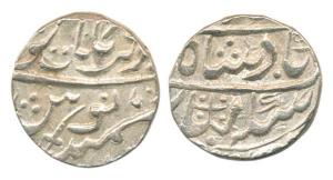 Dar ul Barkat Nagore Mint, Silver Rupee, in the name of Shah Alam II, sword on rev. (KM 33
