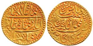 Manak Pal (AH 1186-1219; 1772-1804 AD), Nazarana Gold Mohur, AH 1199/26, struck at Karauli