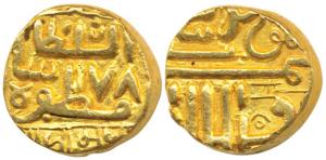 Jam Vibhaji (1852-1894), Gold 2 Kori, 7.34g, Persian letters on both sides with Nagari ins