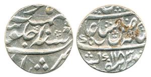 Silver Rupee, Murshidabad Mint, in the name of Shah Alam II, AH 1183/10 (KM 83). With clea