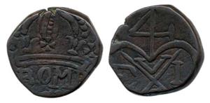 Copper Double Pice, large crown and BOMB written below on obv., EIC bale-mark on rev., no 