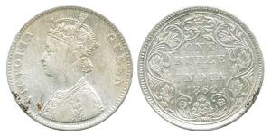 Victoria Queen, Silver Rupee, 1862, A / II / 0 / 12. About Very Fine, Very Rare.