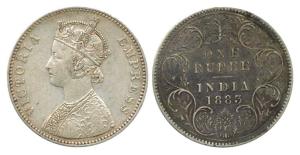 Victoria Empress, Silver Rupee, 1883, Bombay Mint, A3 / I / dot, ’B’ raised. Very Fine, Sc