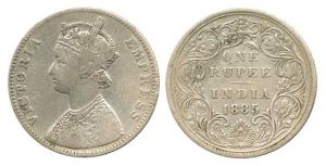 Victoria Empress, Silver Rupee, 1885, Bombay Mint, A3 / II, ’B’ raised top and bottom. Unl
