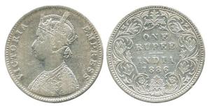 Victoria Empress, Silver Rupee, 1886, Bombay Mint, A3 / I, ’B’ incuse. Fine+, Rare.