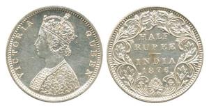 Victoria Queen, Silver ½ Rupee, 1876, Bombay Mint, obv. B2, rev. II, dot. Extremely Fine, 